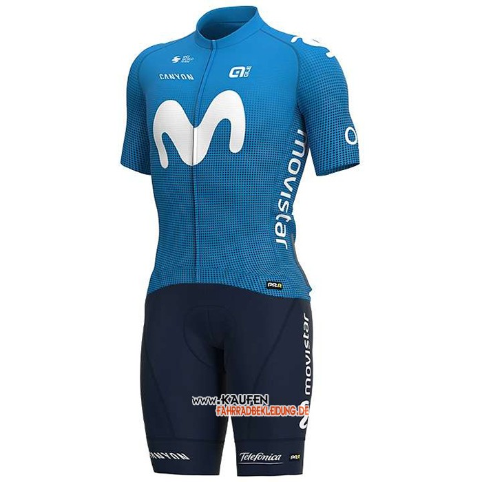 Movistar Kurzarmtrikot 2020 und Kurze Tragerhose Wei Blau